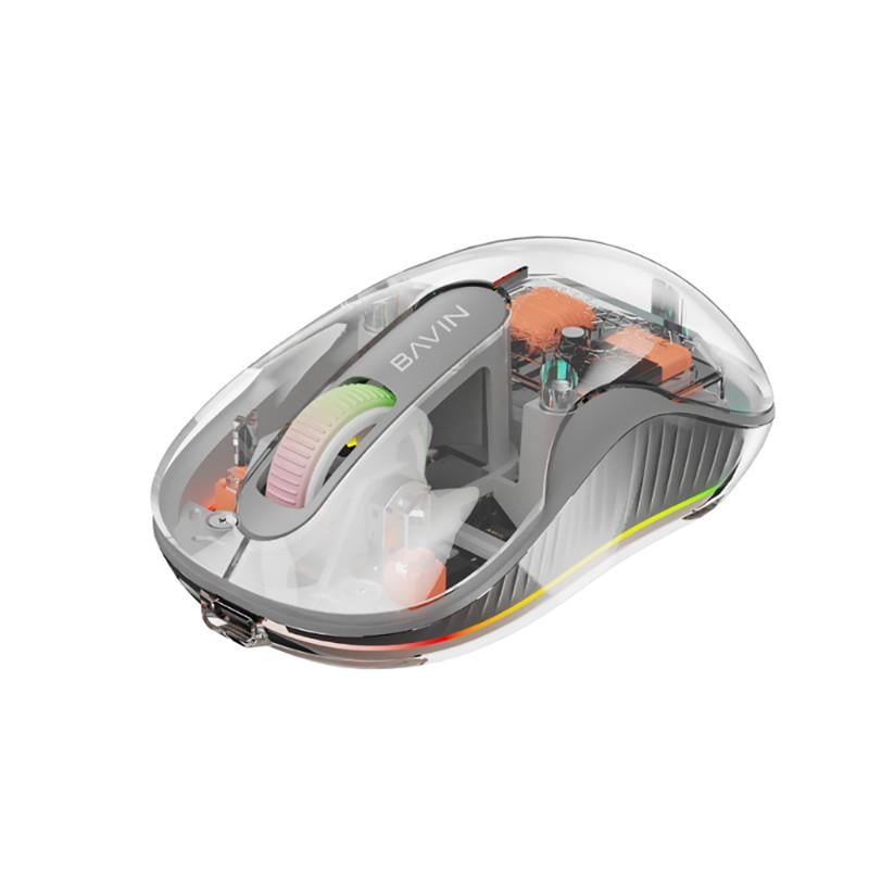 Мышь аккумуляторная BAVIN GK-992 RGB Wireless 2,4G Plug-and-play DPI Bluetooth 5.1 Gray (GK-992-GY)