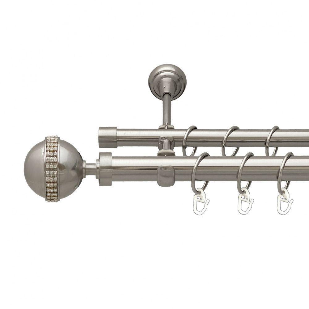 Карниз трубчатый двухрядный Orvit Авея 25/19 мм 200 см. Нержавеющая сталь (000-8442) - фото 1
