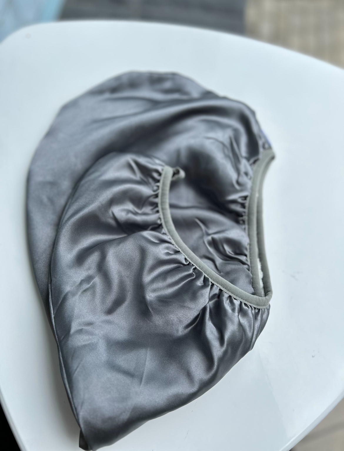 Двухстороннее полотенце-тюрбан для сушки волос Серый металлик (Т000578)