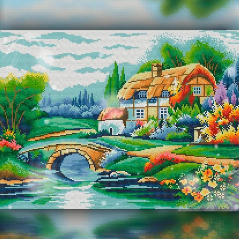 Алмазная вышивка The Wortex Diamonds Дом у ручья 30x40 см TWD30026