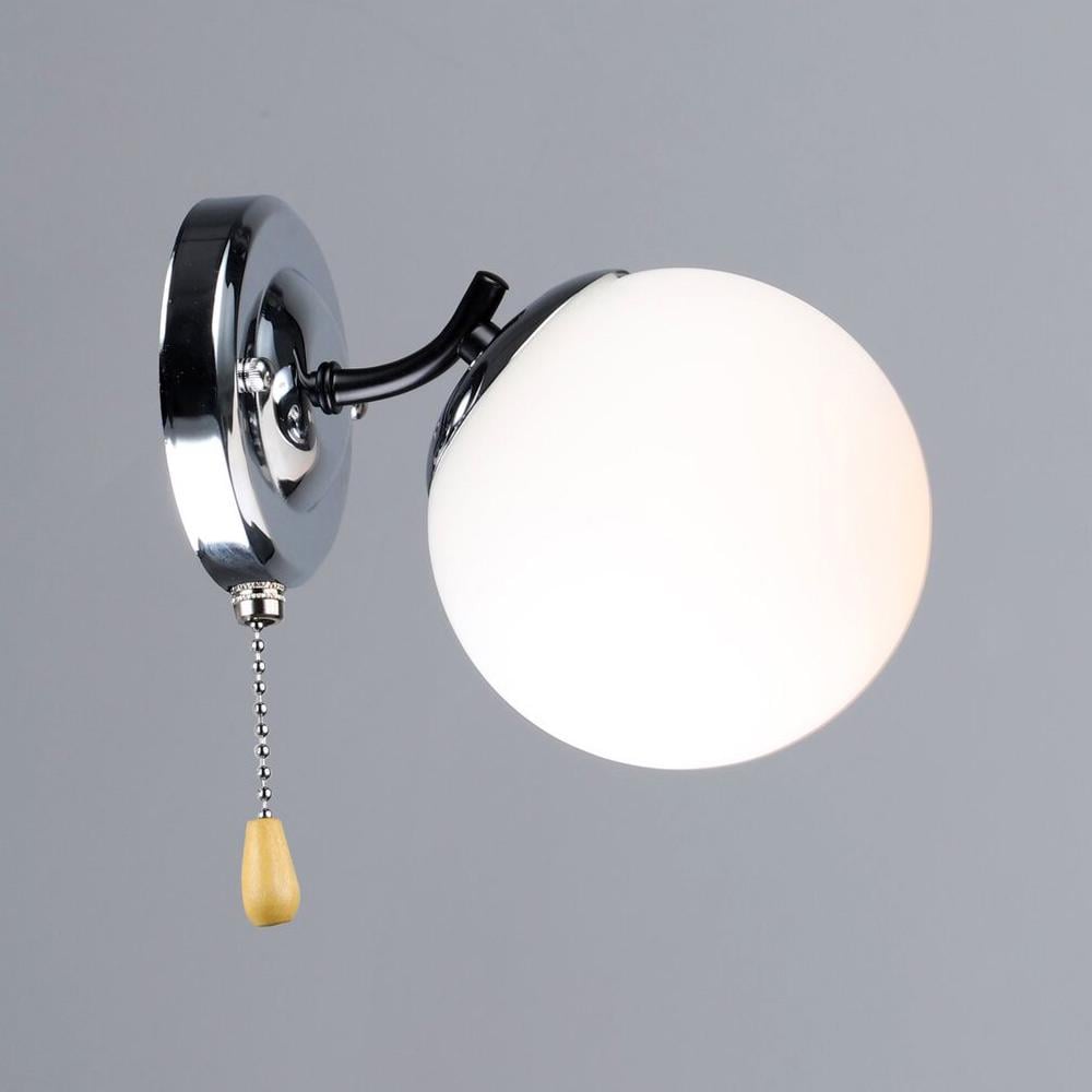 Настінний світильник куля Light House SRS-20332/1W плафон білий Чорний/Хром