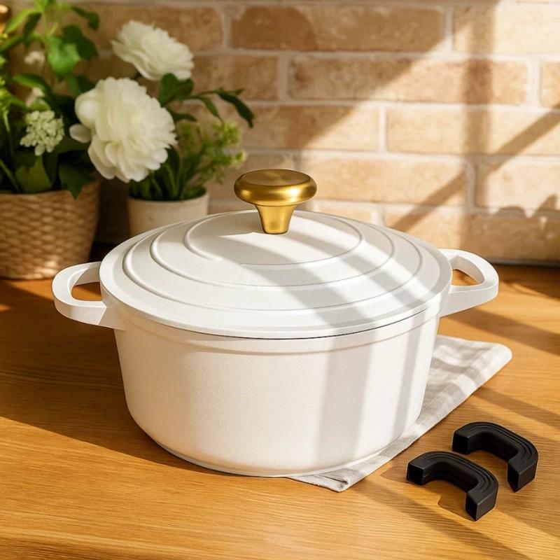 Кастрюля Edenberg EB-12095 с мраморным покрытием и металлической крышкой 6,5 л 28х13 см Белый (EB-12095) - фото 2