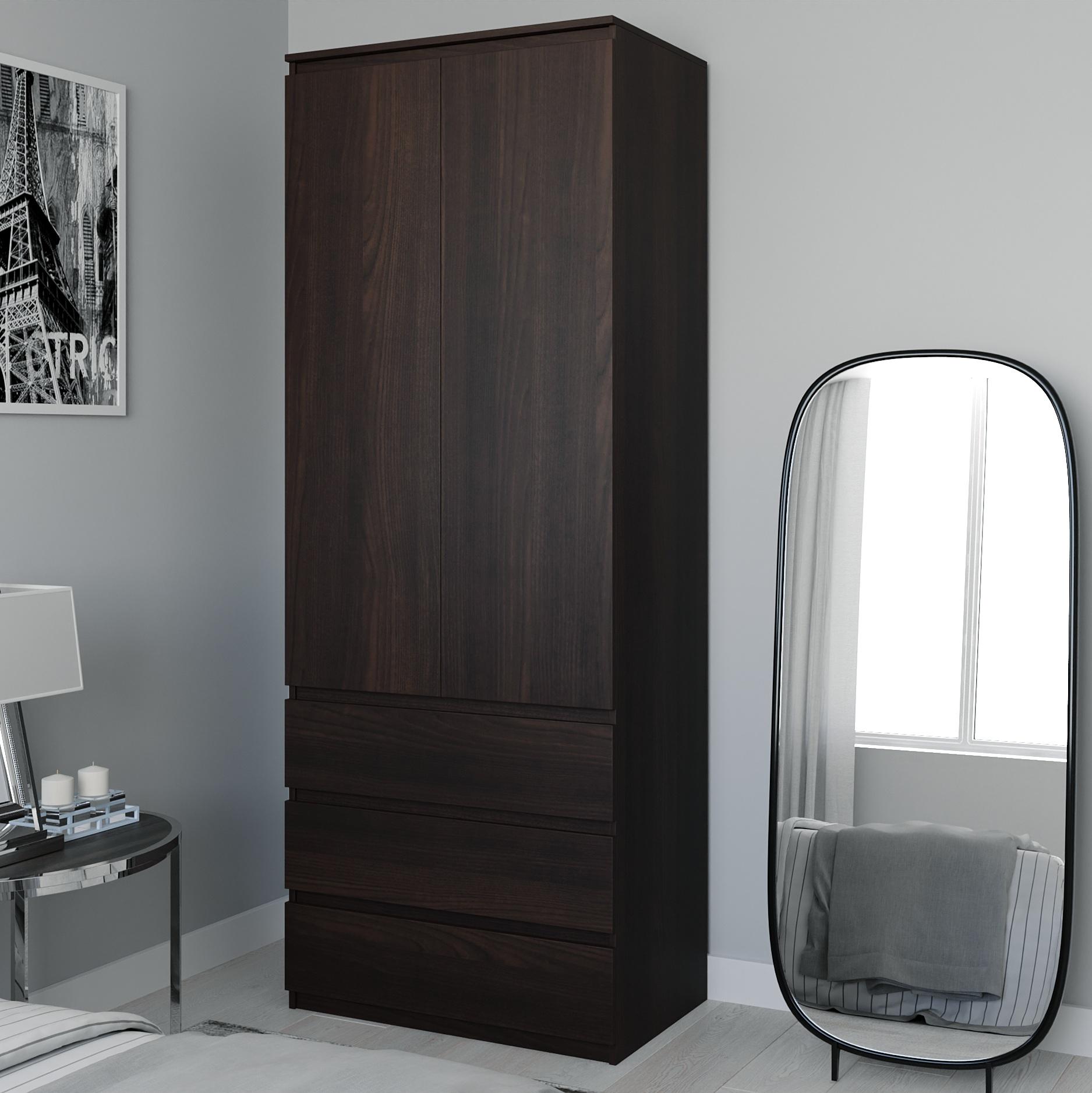 Шафа розпашна двохдверна з полицями та ящиками 800x2110x500 мм Венге темний (mt-210-vg) - фото 1 Шафа розпашна двохдверна з полицями та ящиками 800x2110x500 мм Венге темний (mt-210-vg) - фото 1