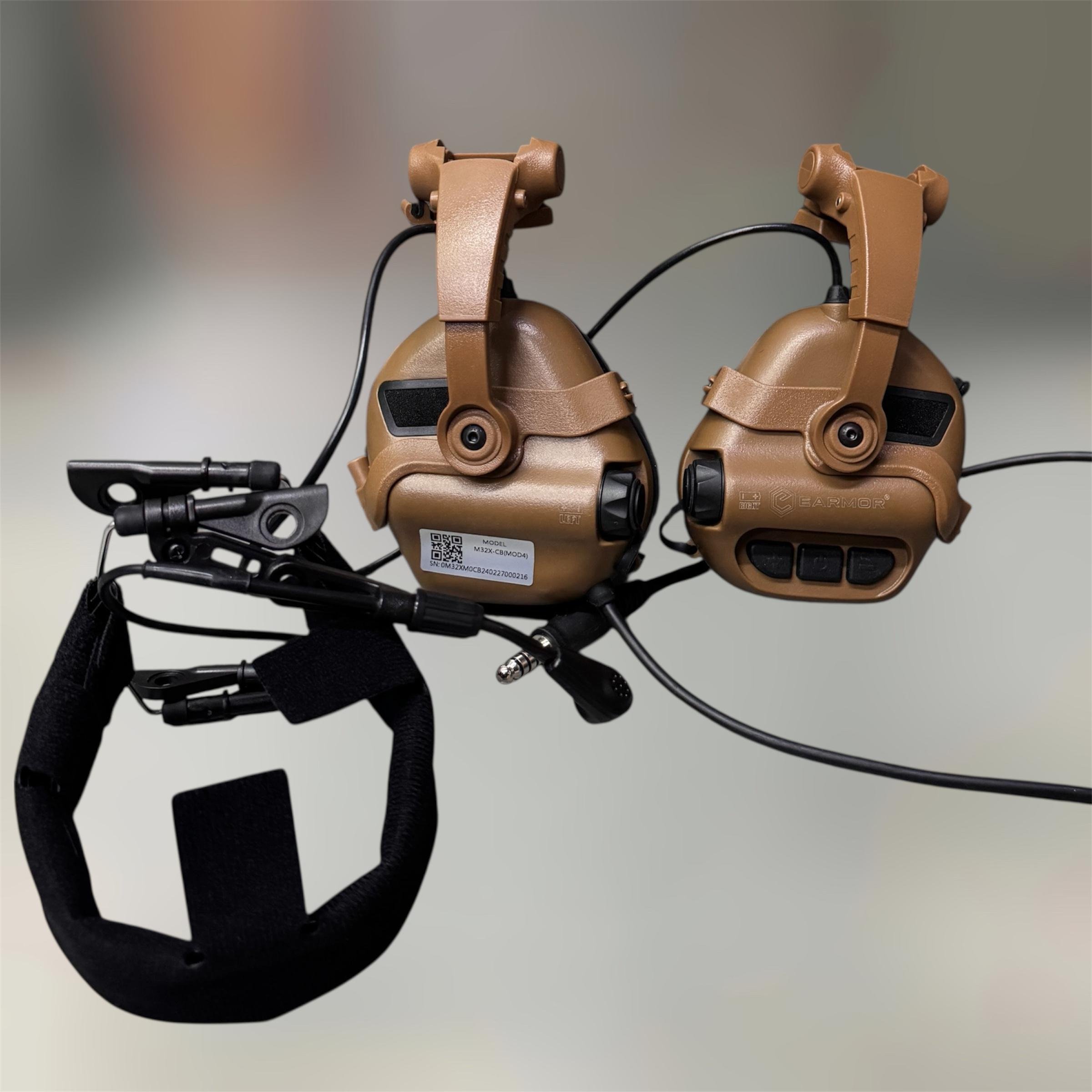Навушники активні Earmor M32X MOD4 з кріпленням на шолом і наголов'ям Койот (245516)