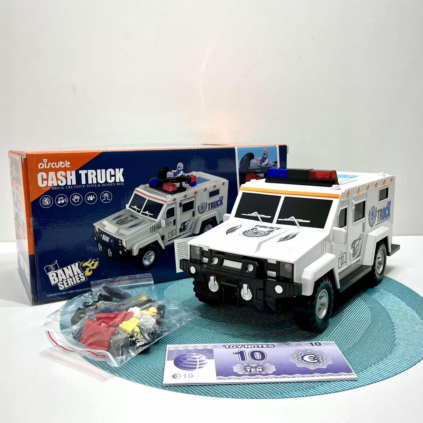 Сейф-копилка Машина полицейская 3в1 с кодовым замком 30 см Белый (DSM-6672)