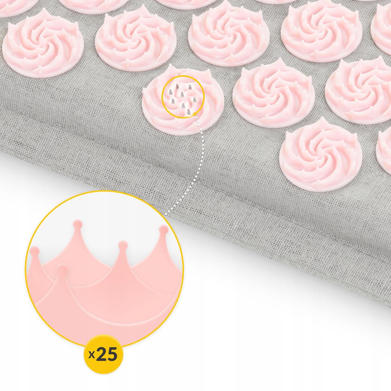 Килимок акупунктурний з подушкою 4fizjo Eco Mat XL Аплікатор Кузнєцова Grey/Pink (P-5907739313607) - фото 5