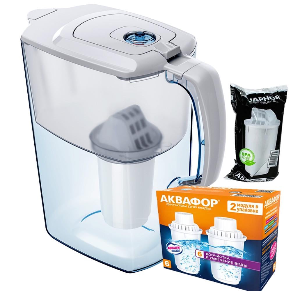 Фильтр-кувшин Аквафор Атлант А5 два модуля В6 жесткость Белый (1819076295)