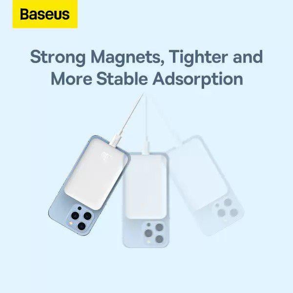 Павербанк с беспроводной зарядкой BASEUS Magnetic Mini Wireless Fast Charge Qi 15 W 2в1 10000 mAh 20 W 2,4 A QC3.0+PD3.0 Белый (PPCX030002) - фото 5