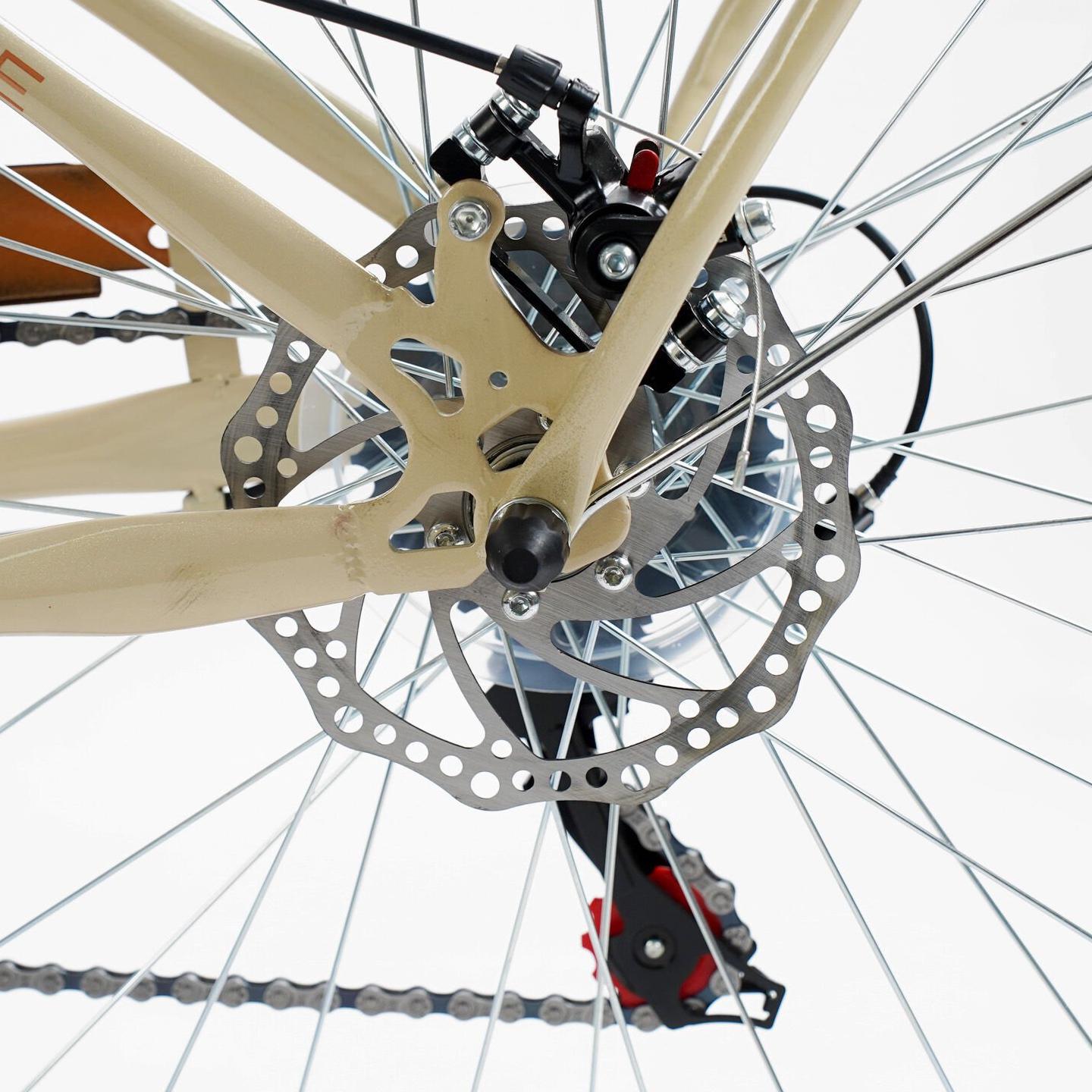 Велосипед міський Corso Polaris з кошиком та багажником рама 16,5"/26" Бежевий - фото 8