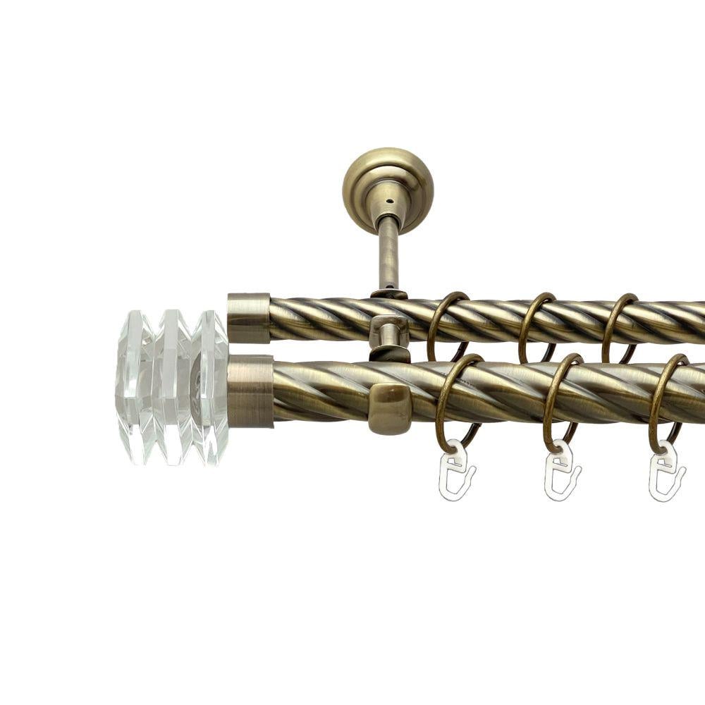 Карниз металлический Orvit Милиора двухрядный открытый/скрученная труба/кольцо металлическое Антик 25/19 мм 240 см (00-00017899)