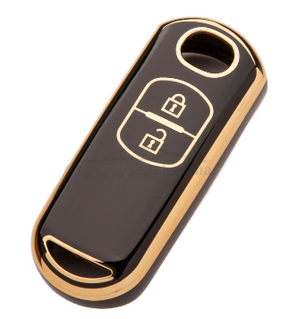 Чехол силиконовый Премиум для Mazda 2 кнопки Черный