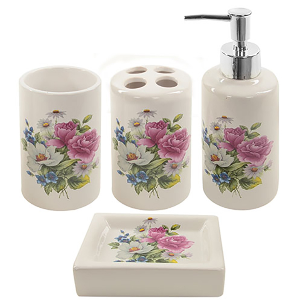 Набір для ванної Stenson Fleurs 22х22х7,5 см 4 шт (R22345)
