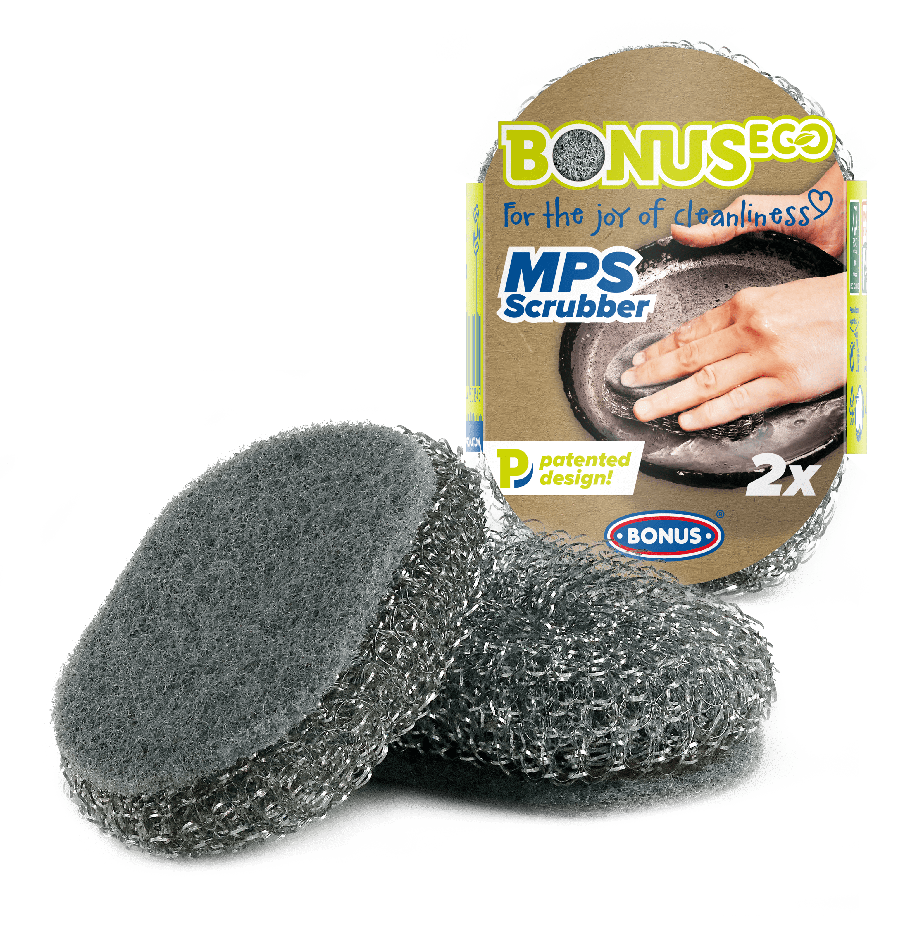 Скребок для кухни Bonus+ MPS Scrubber металлический 2 шт.