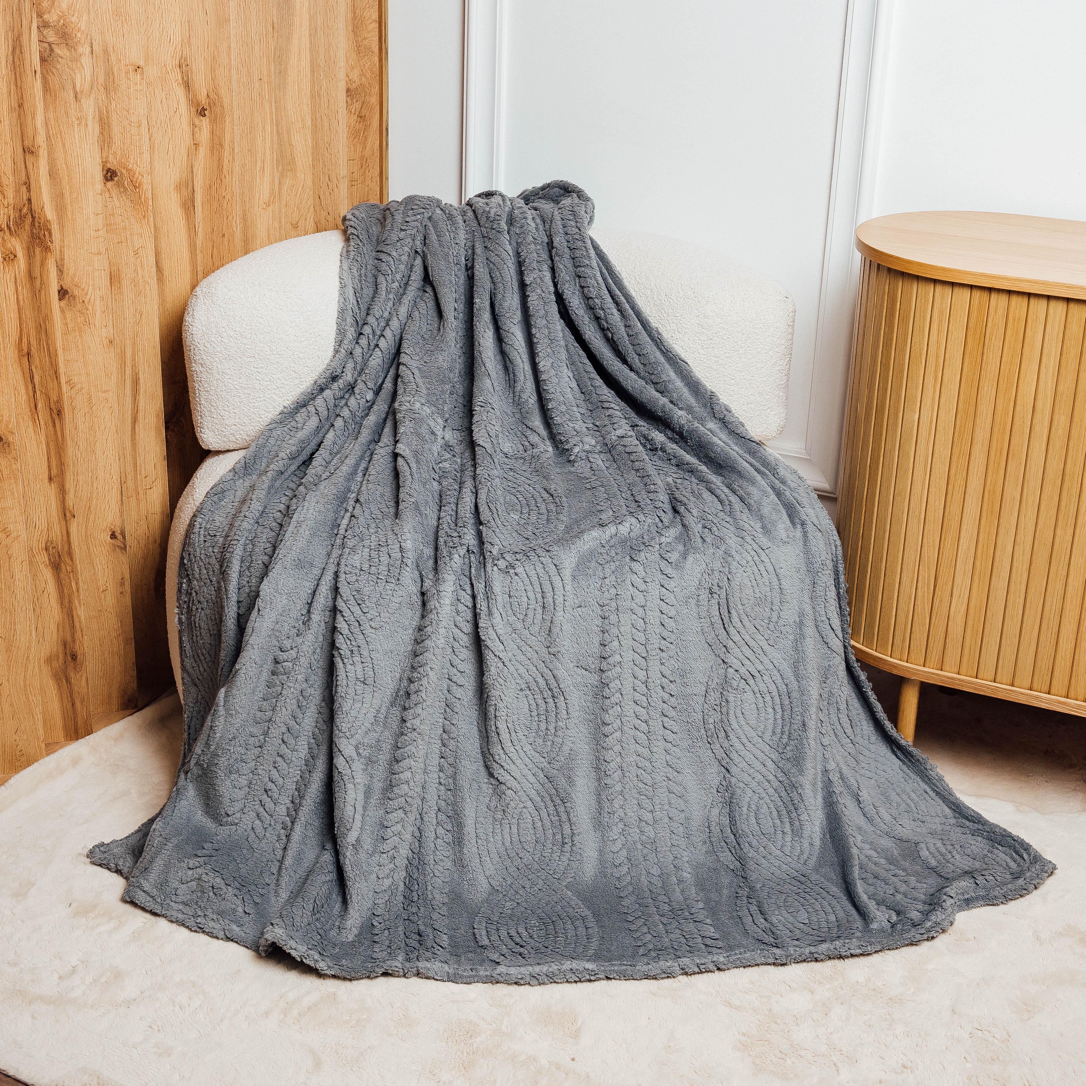 Плед косічка двоспальний 180x200 см Графіт (89083)