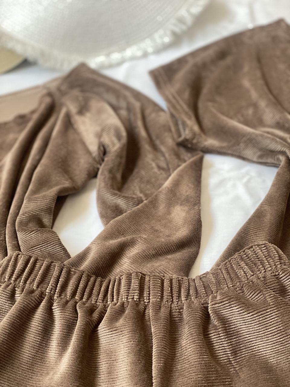 Пижама женская четверка кофта/штаны/майка/шорты из велюра S Шоколадный (6666 S brown) - фото 2 Пижама женская четверка кофта/штаны/майка/шорты из велюра S Шоколадный (6666 S brown) - фото 2