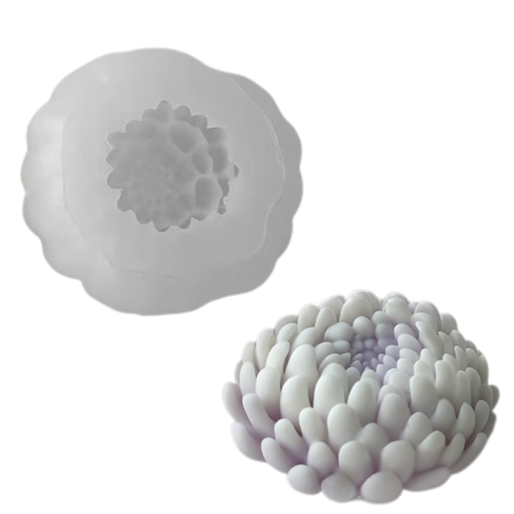 Форма силиконовая для изготовления свечи молд Хризантема для изделий из соевого воска пчелиного и парафина 67х67 мм