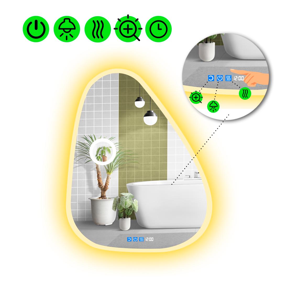 Дзеркало з LED підсвіткою Doccia 3 з трьома сенсорами 120x96 см (8738369)