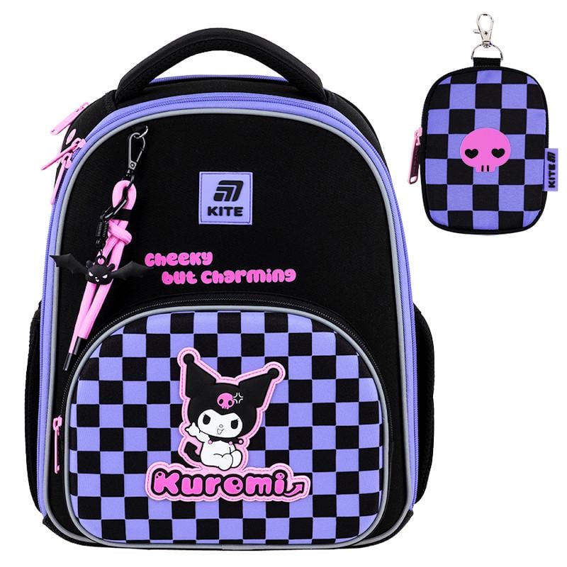 Рюкзак шкільний каркасний KITE котик Kuromi 38 см (HK25-556M)