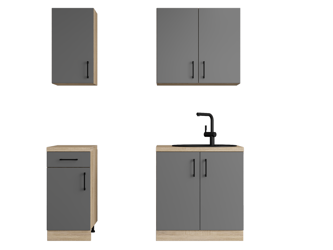 Комплект кухні К-1 Еверест Оптіма без стільниц 1,8 м Графітовий (ЕК-26005) - фото 3 Комплект кухні К-1 Еверест Оптіма без стільниц 1,8 м Графітовий (ЕК-26005) - фото 3
