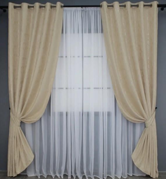 Комплект штор на люверсах в гостиную лен Pavliani 1,5х2,5 м 2 шт. Бежевый (1170ш 37-0048) Комплект штор на люверсах в гостиную лен Pavliani 1,5х2,5 м 2 шт. Бежевый (1170ш 37-0048)