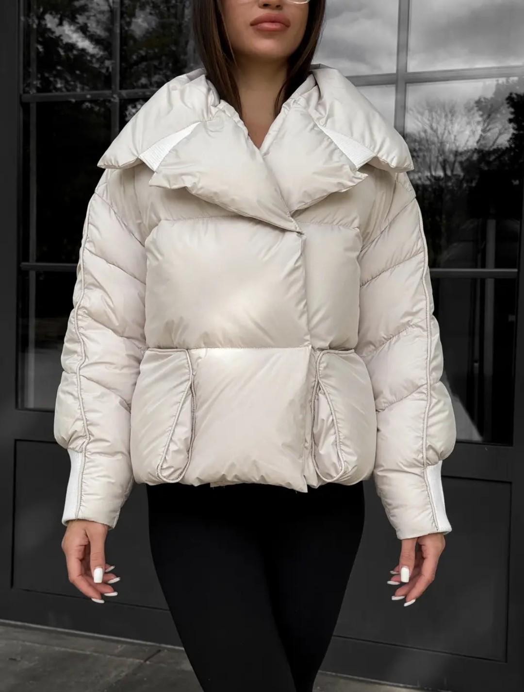 Пуховик жіночий зимовий D&V Coture DV-0011 р. 44 Бежевий (29176076) - фото 2