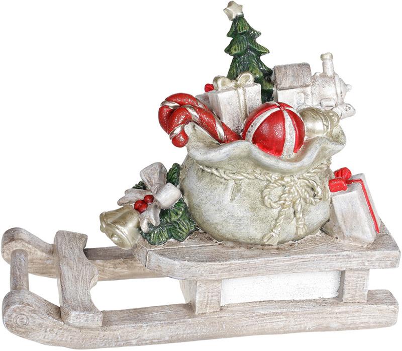 Декоративные Сани с подарками 38х16х29 см полистоун Бежевый/Красный (BD-707-587)