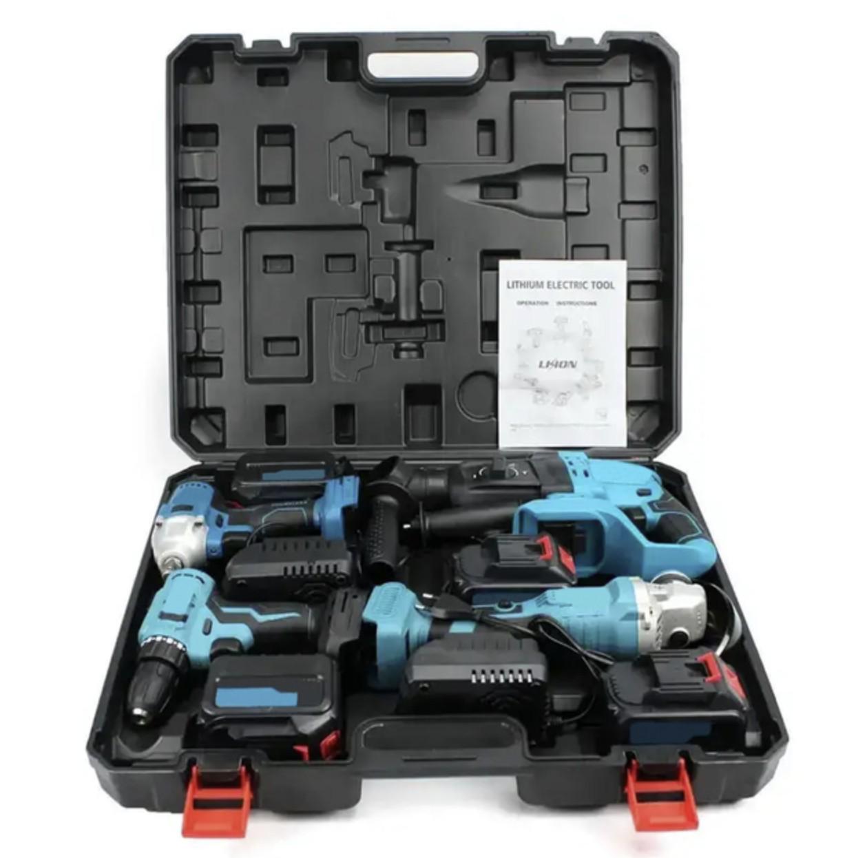 Набор инструментов Makita Шуруповерт DDF484/Болгарка DGA504/Перфоратор DHR202/Гайковерт DTW301 2АКБ 4в1 - фото 2