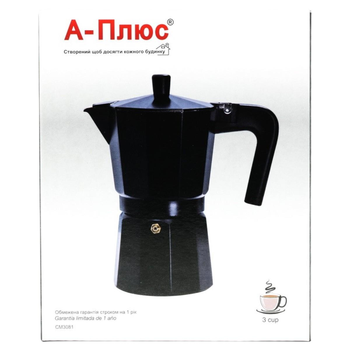 Гейзерная кофеварка A-PLUS на 3 чашки Black (3081) - фото 10 Гейзерная кофеварка A-PLUS на 3 чашки Black (3081) - фото 10