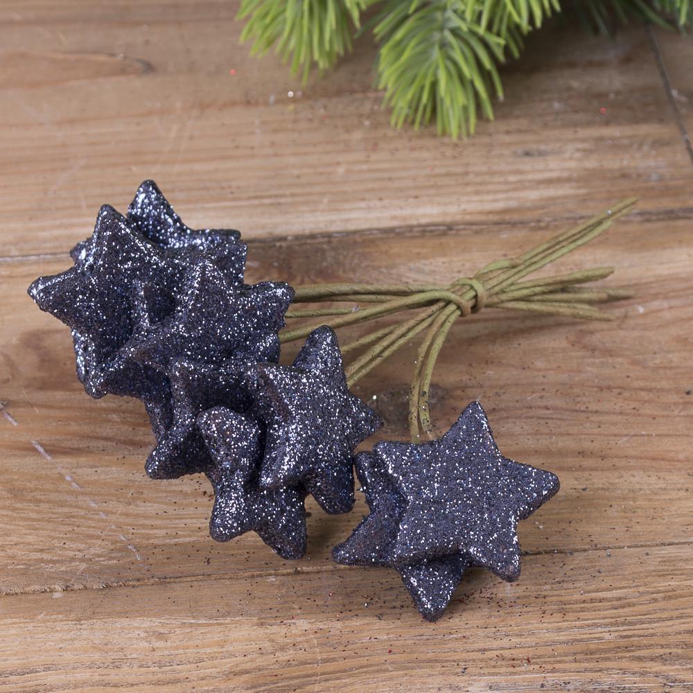 Пучок звезды в блестках 12 шт. Серый (3889-3)