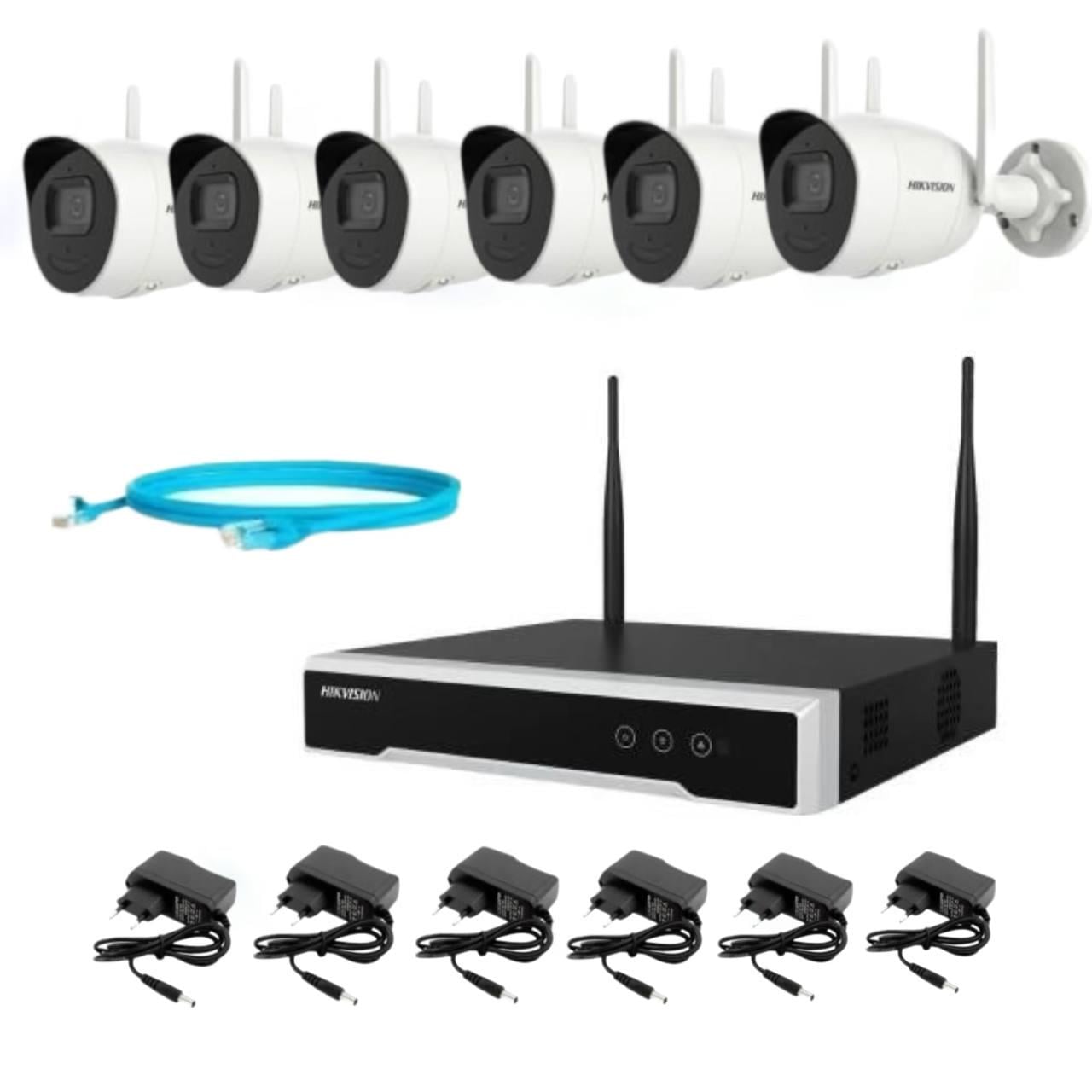 Набір відеонагляду на 6 бездротових камер Hikvision 4Mp-Wi-Fi-DS-2CV2041G2-IDW зі звуком (23321868)