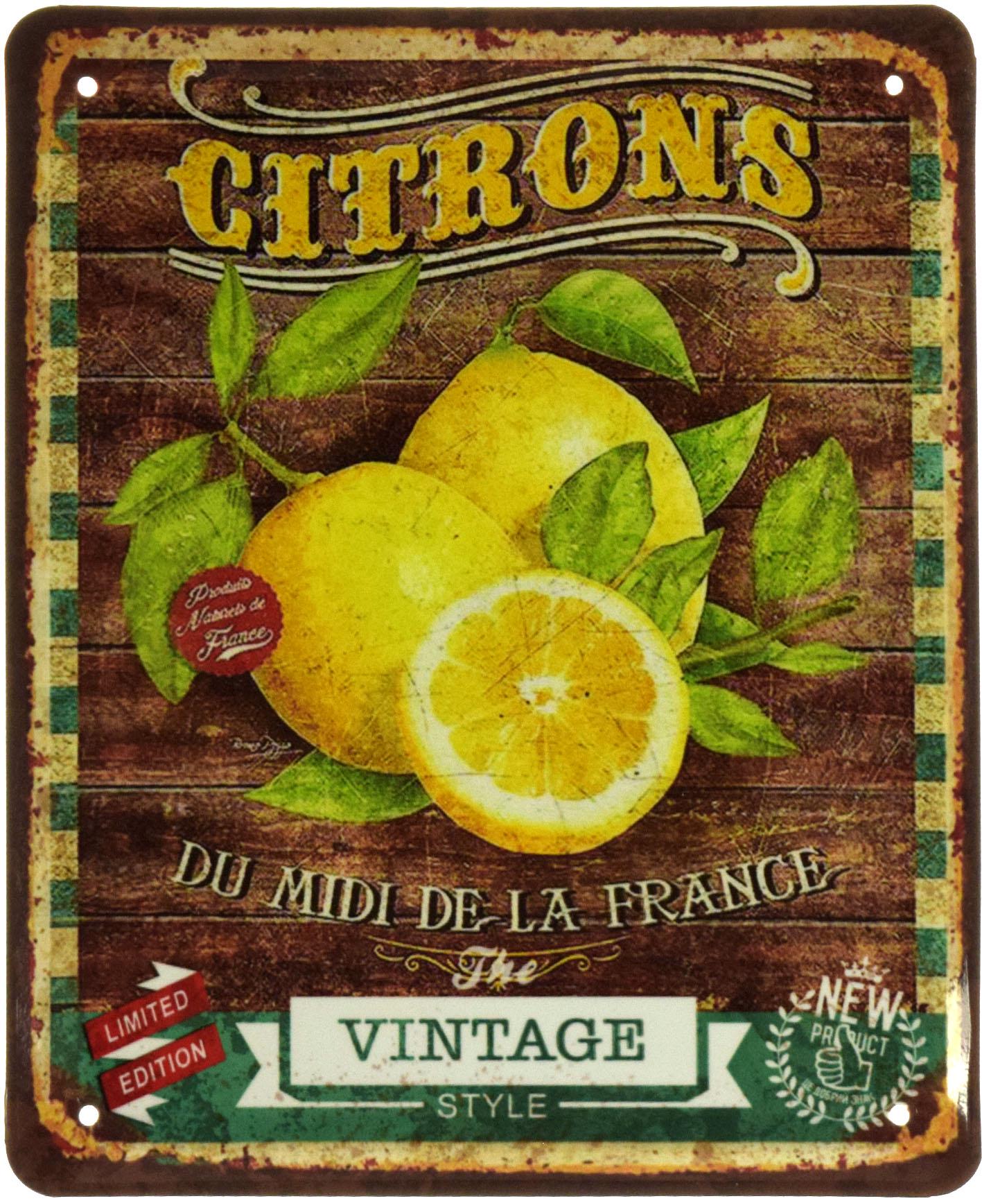 Табличка металева Лимони З Півдня Франції/Citrons Du Midi De La France 18x22 см