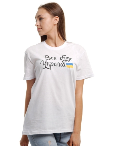 Футболка жіноча GBI "Все буде Україна" бавовняна L Білий (13272-ж)