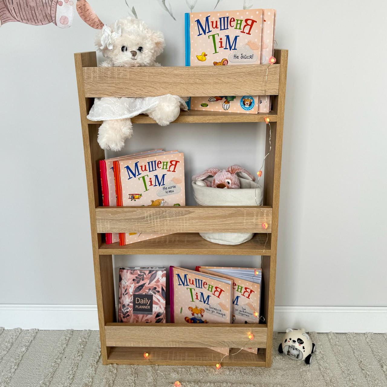 Полка настенная на 3 секции в детскую комнату Дуб сонома (DP-4D) - фото 5