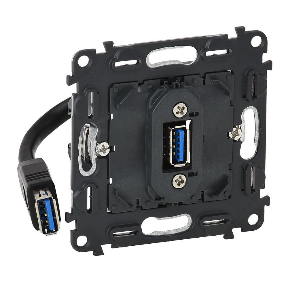 Розетка одинарная Legrand Valena IN'MATIC ALLURE LIFE USB 3.0 Черный (753082)