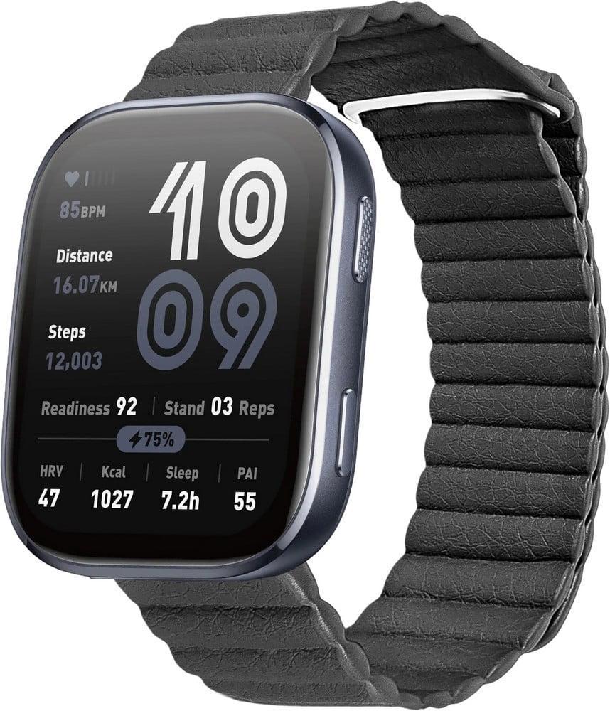 Ремешок кожаный Genis для Amazfit Bip 6 Black (40521-2B)