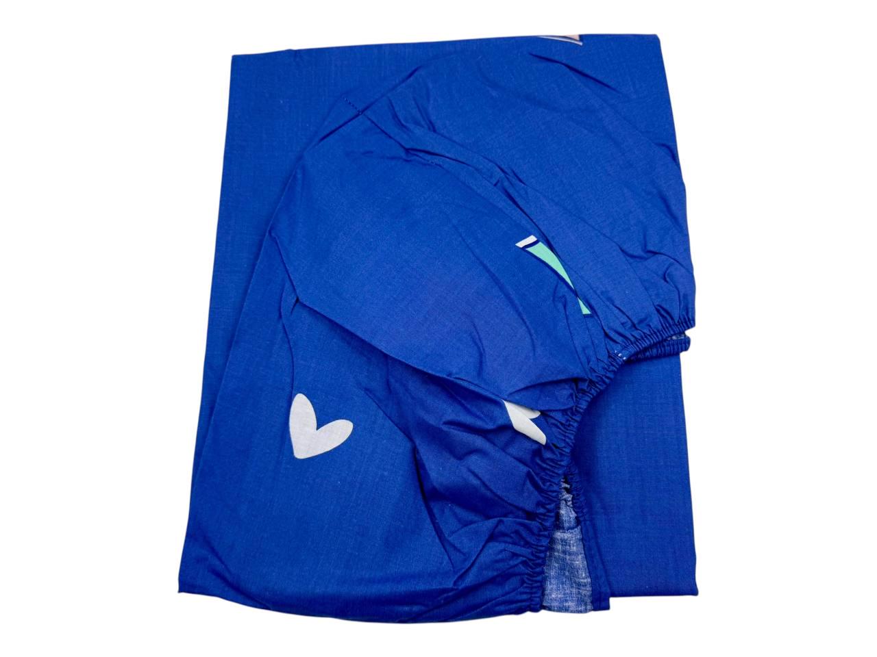 Простынь на резинке Blue Hearts бязь 160х200 см (G-bh1304/WP/x160)