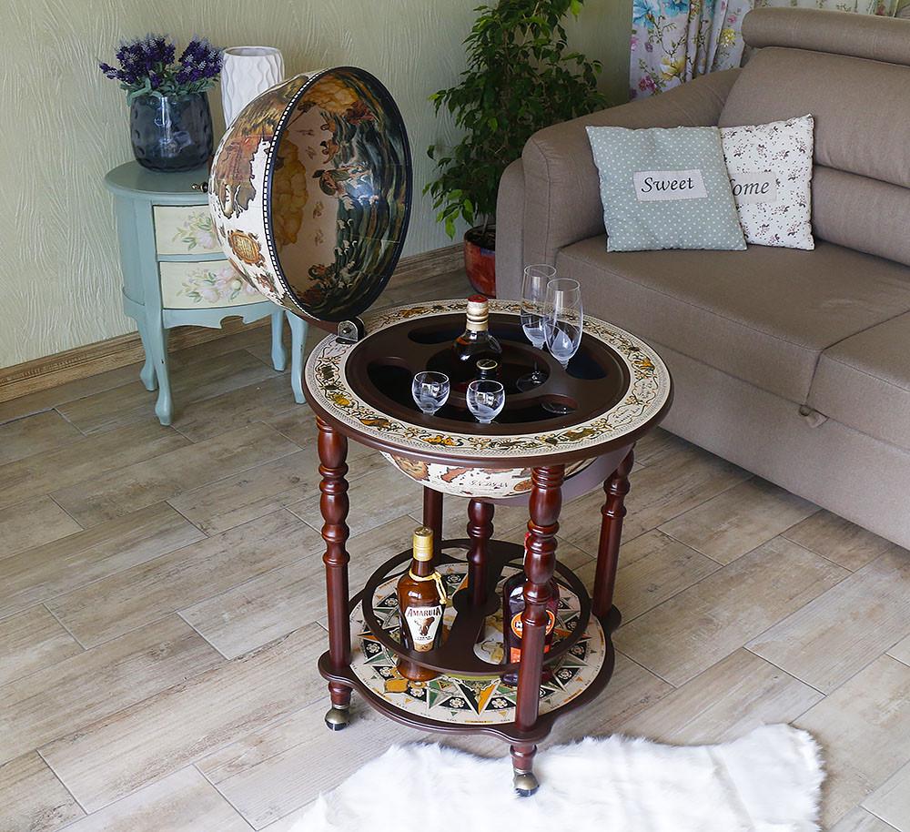 Минибар напольный Гранд Презент Глобус Карта мира 40 см Кофейный (40003WN13)