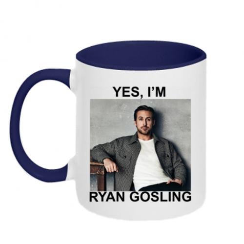 Чашка двоколірна "Yes, i'm Ryan Gosling" 320 мл Білий із синім (16061449-19-195420)