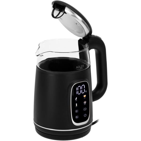 Электрочайник Adler AD 1305 стеклянный с установкой температуры 2200 Вт 1,7 л Black/Silver (AD1305BS) - фото 3