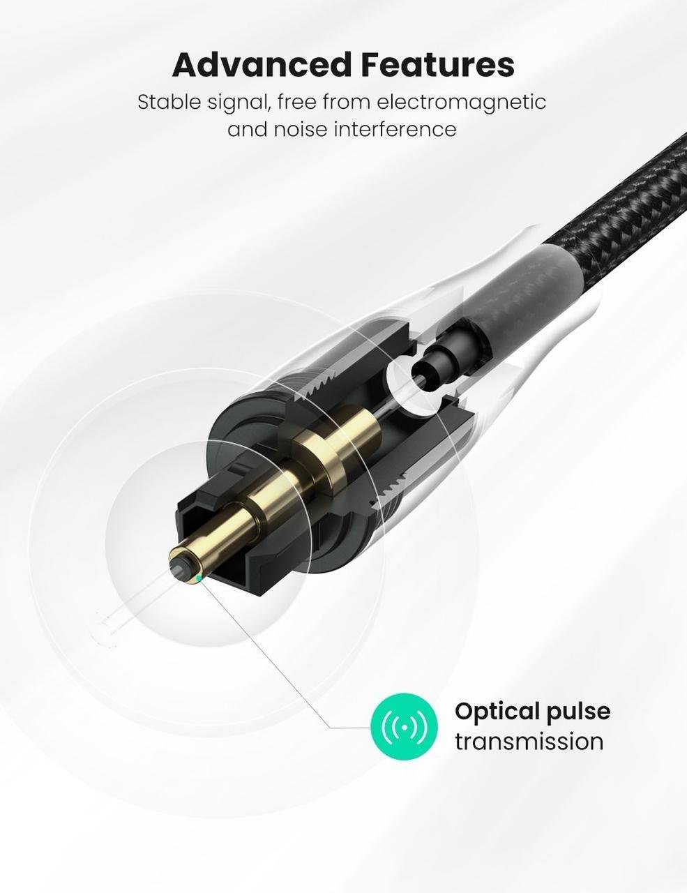 Кабель аудіо Ugreen Toslink оптичний 7 мм 1,5 м Black (AV108) - фото 4
