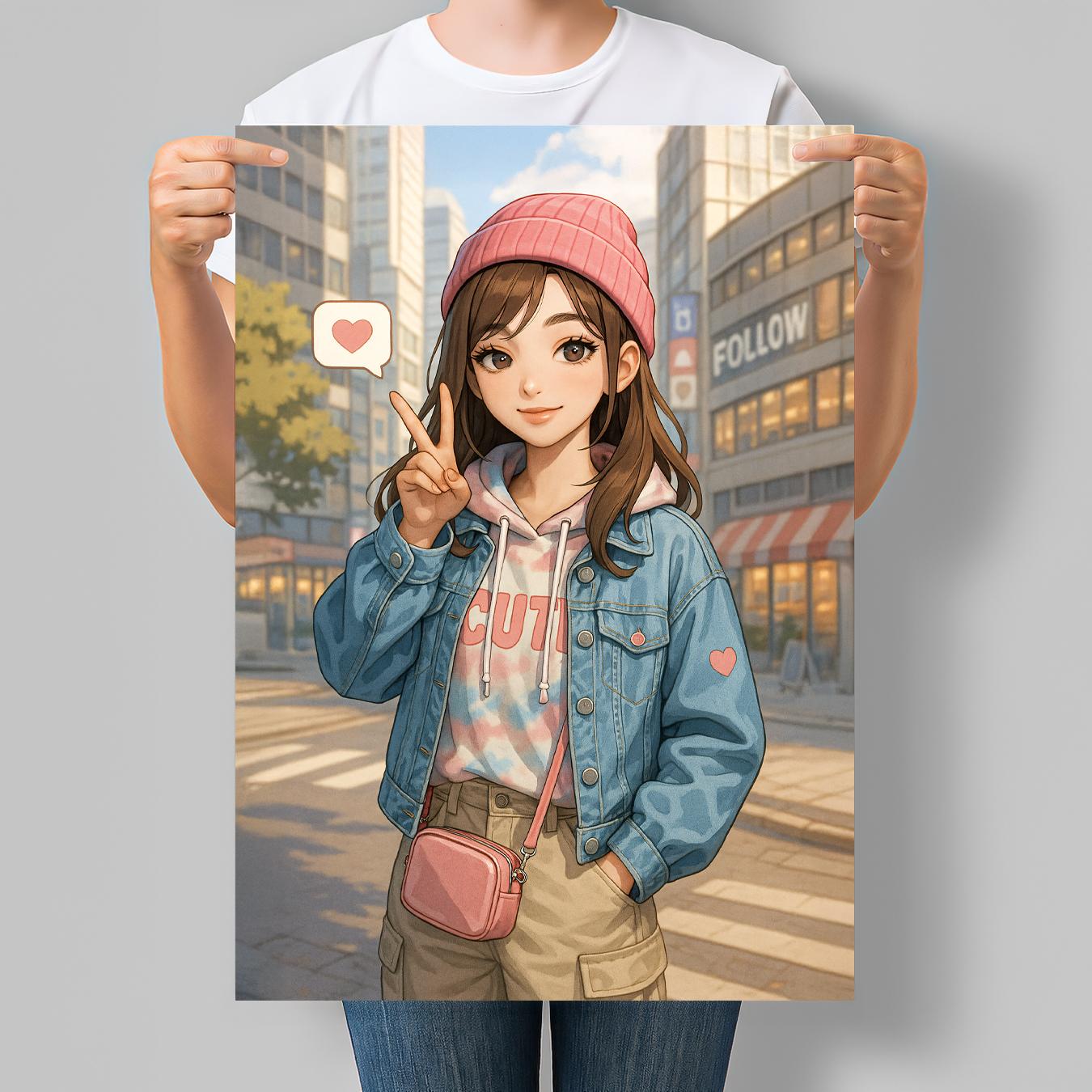 Постер в стиле аниме Девочка звезда TikTok 42x60 см A2 без рамки (ANIME112_A2)