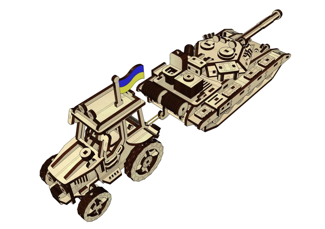 3D Пазл Механический Pazly Трактор и танк деревянный 311 деталей (UPZ-005) - фото 2