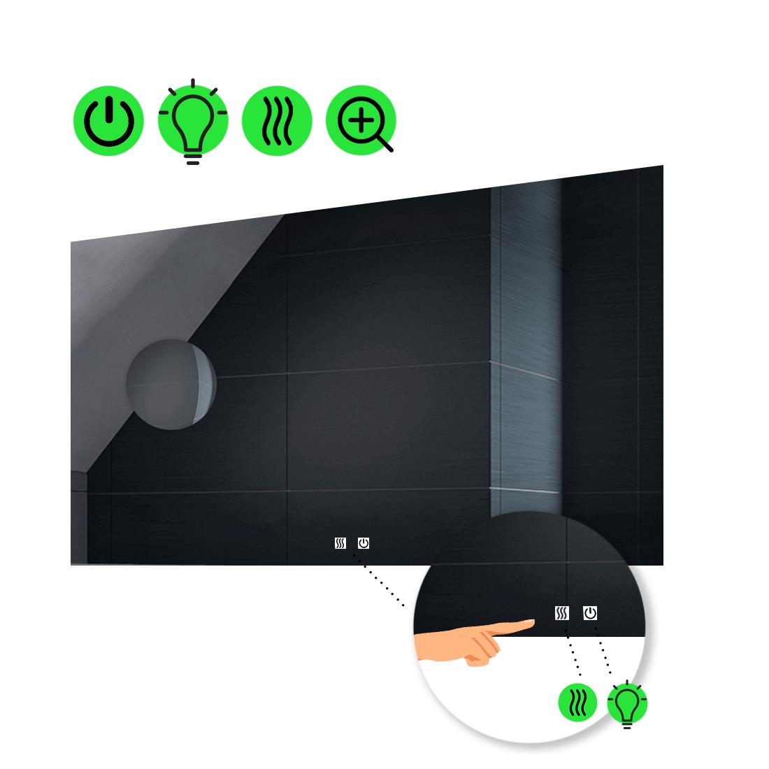 LED-зеркало 100x70 см с двумя сенсорами подогревом и линзой без подсветки модель Lucia (luciag145)