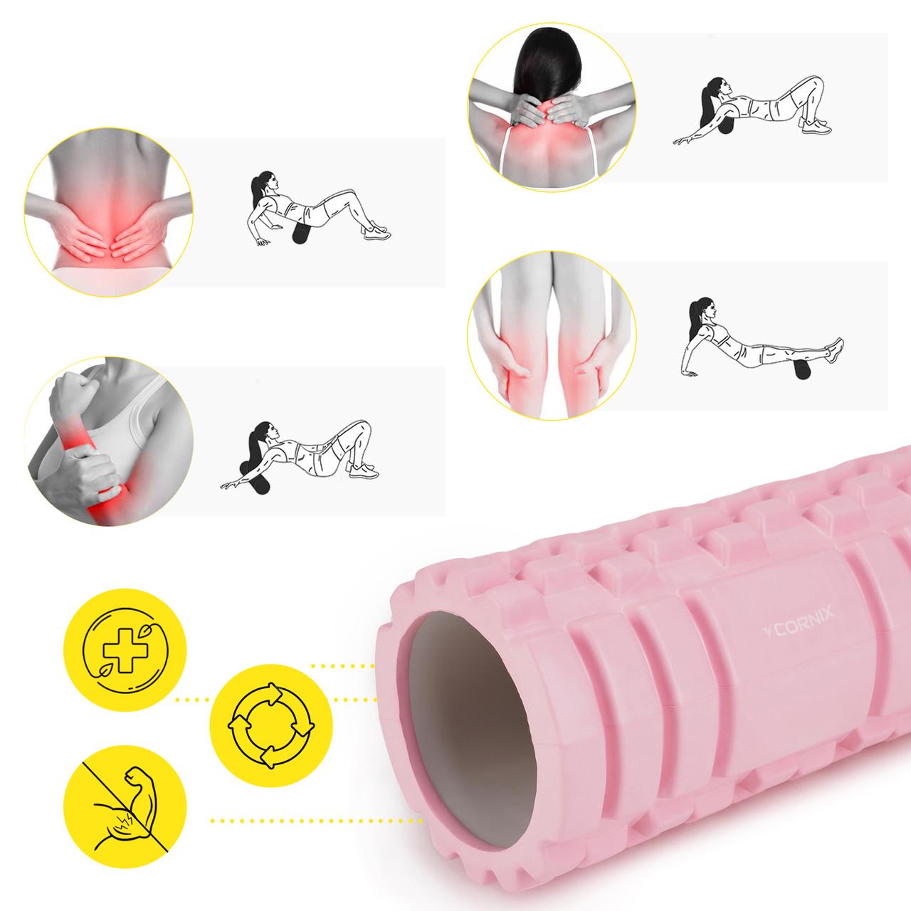 Масажний ролик Cornix EVA 45x14 см XR-0037 Light Pink (2514759677) - фото 5