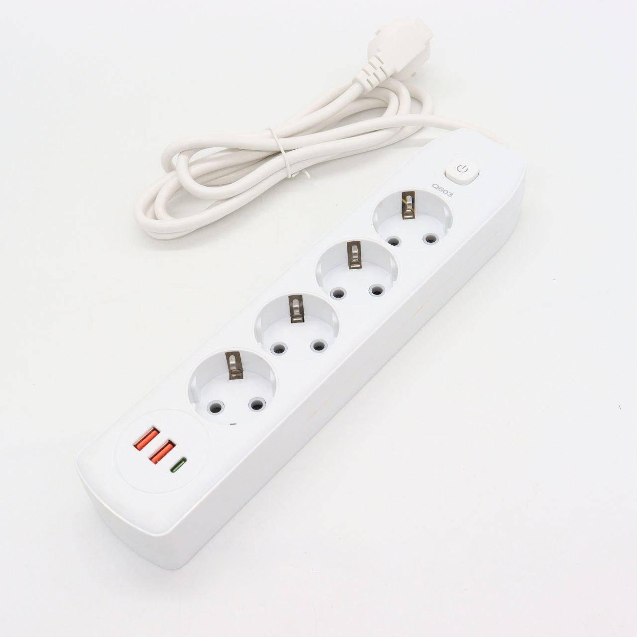 Подовжувач-перенесення на 4 розетки з USB кабелем 2 м (AND-16-20) - фото 2 Подовжувач-перенесення на 4 розетки з USB кабелем 2 м (AND-16-20) - фото 2