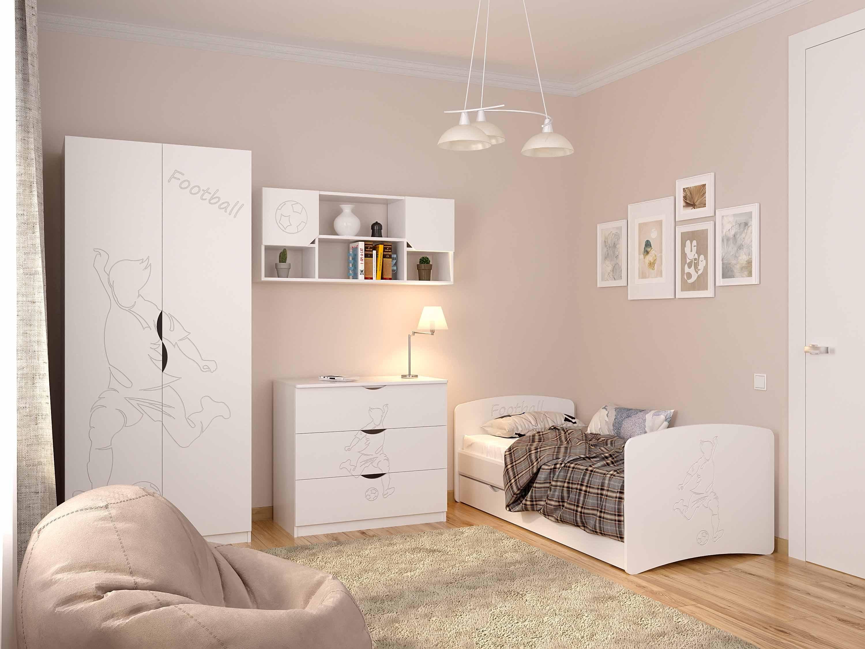 Спальня детская Viorina-Deko FLY Футбол MDF 4 предмета с односпальной кроватью 80x170 см Белый (44573)