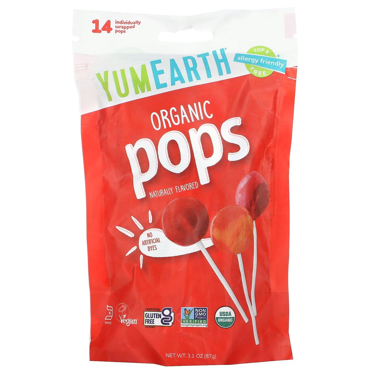 Конфеты-леденцы фруктовые на палочке Yummy Earth органические натуральные 14 шт. (YUE-00101)