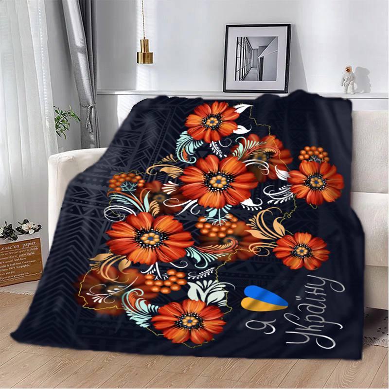 Плед патриотический 3D Петриковская роспись Украина 80х100 см (12300834)