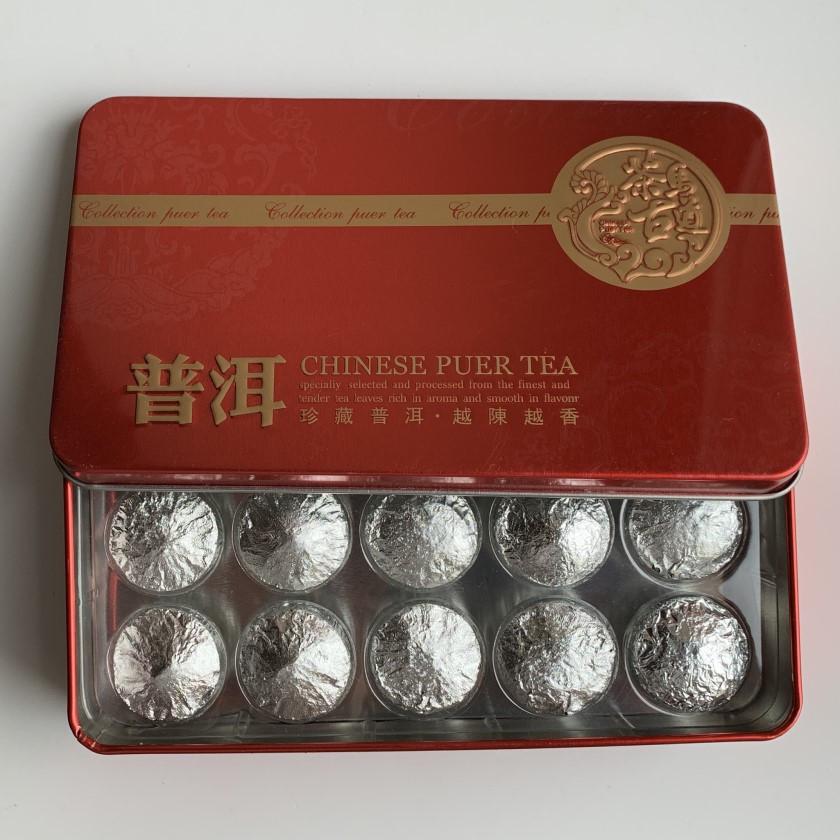 Чай Шен пуэр арбор мини туо ча в жестяной коробке 15 шт.