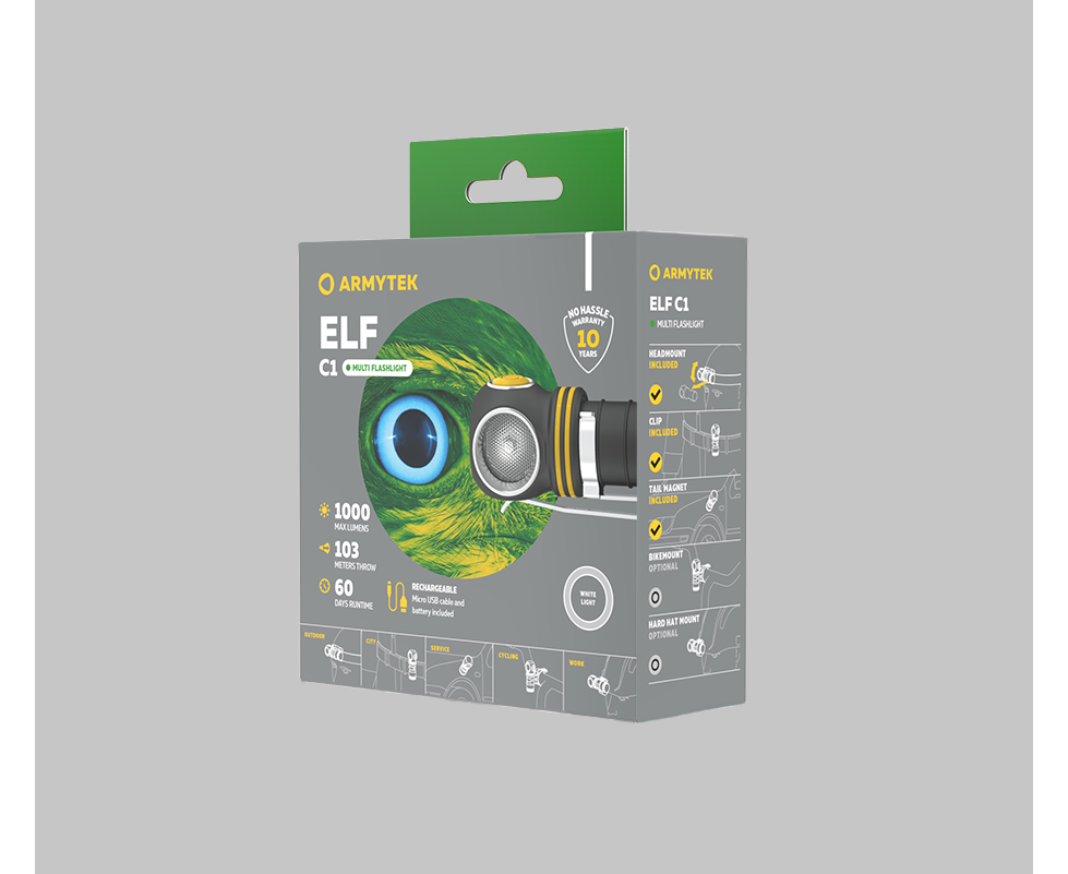 Ліхтар Armytek Elf C1 Micro USB+18350 LH351D (холодне світло) - фото 11